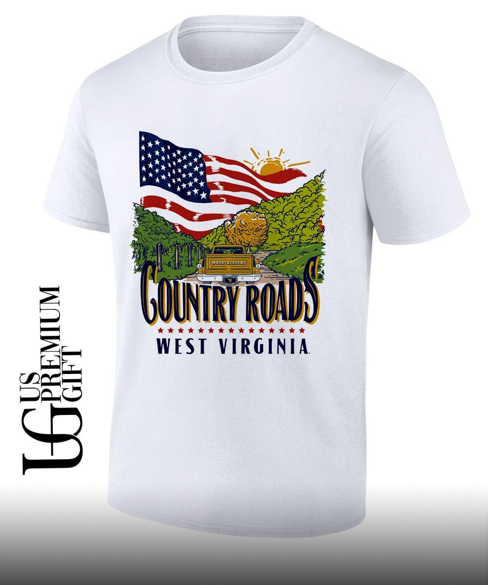 West Virginia Mountaineers Country Roads American USA flag shirt
