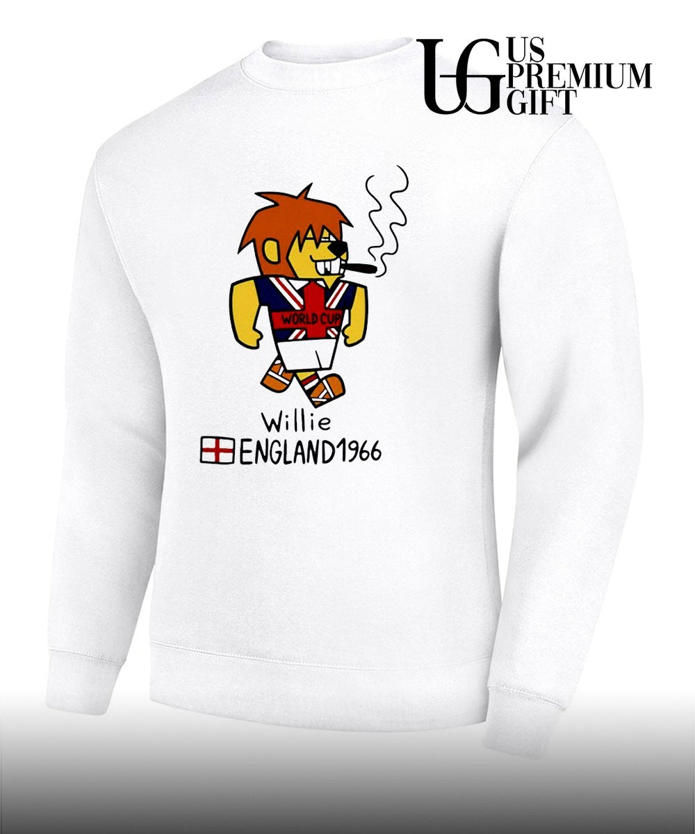 World Cup Willie England 1966 mascot cartoon smoking Cigar Soccer Tournament shirt