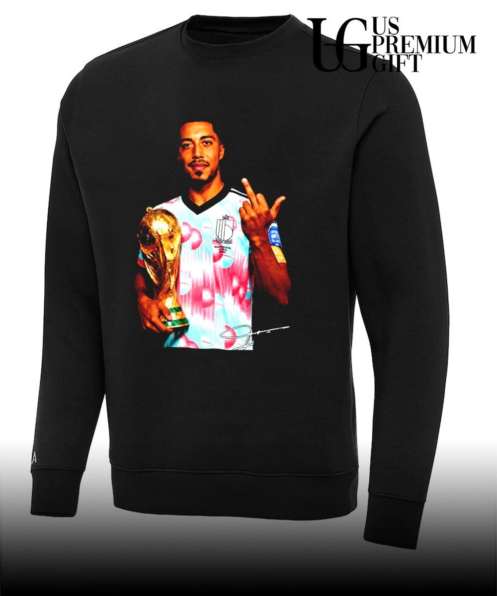 Youri Tielemans Belgium national football holding trophy middle finger signature shirt