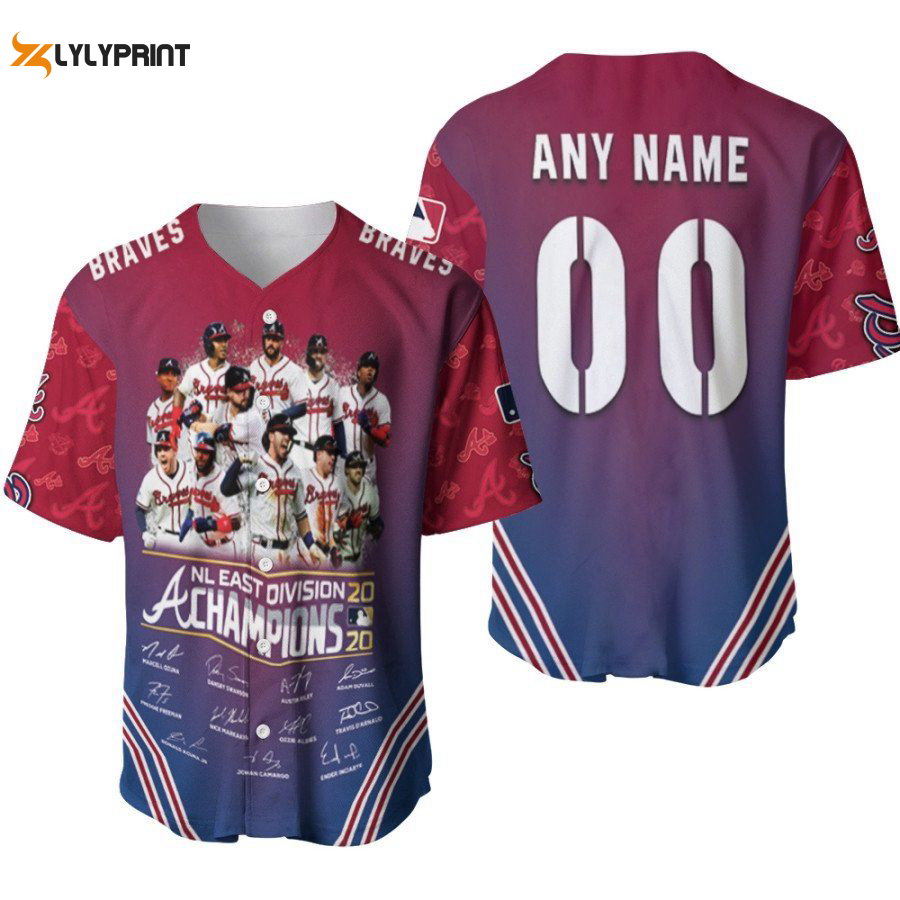 Atlanta Braves NL East Division Champions Great Player Signature Designed Allover Gift With Custom Name Number For Braves Fans Baseball Jersey Gifts for Fans - lylyprint.com