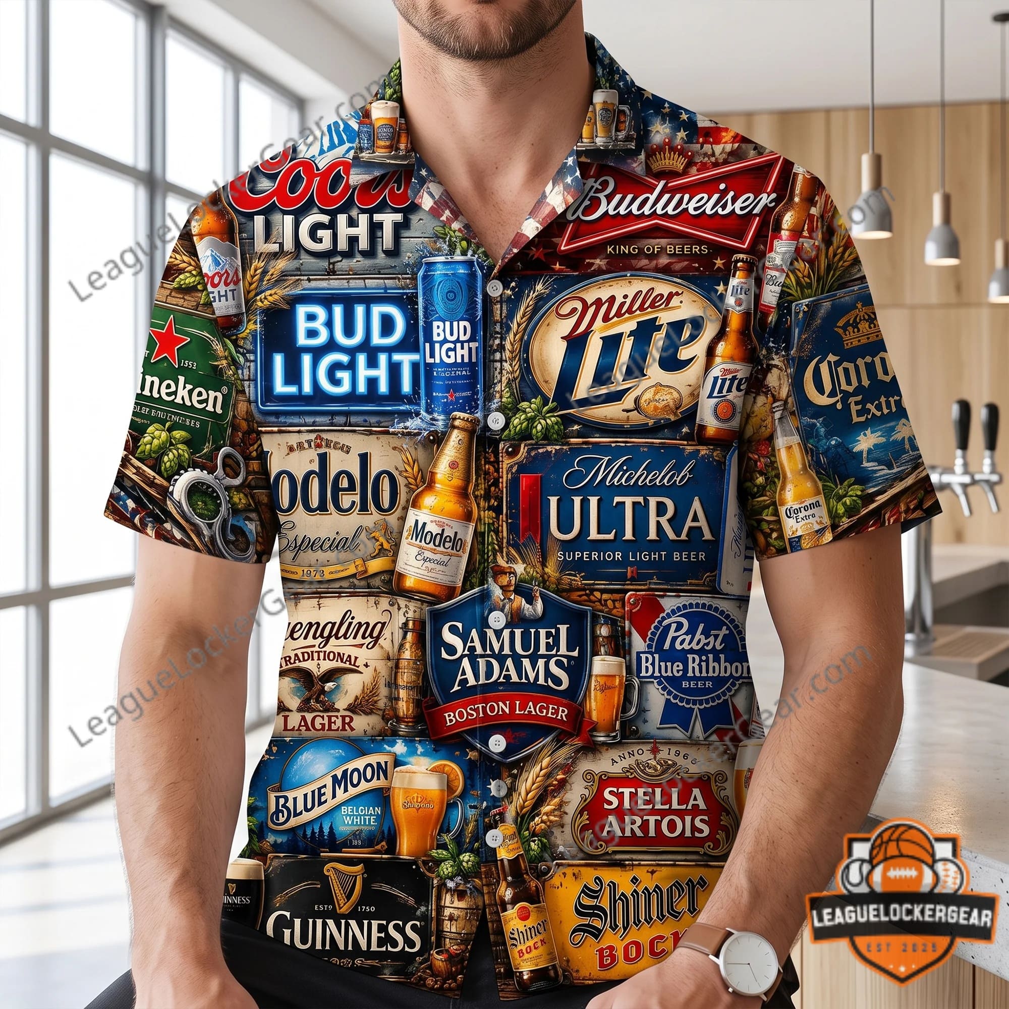 Beer Brand Drinking Hawaiian Shirt