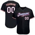 Custom Black Royal Pinstripe White-Red Authentic Baseball Jersey