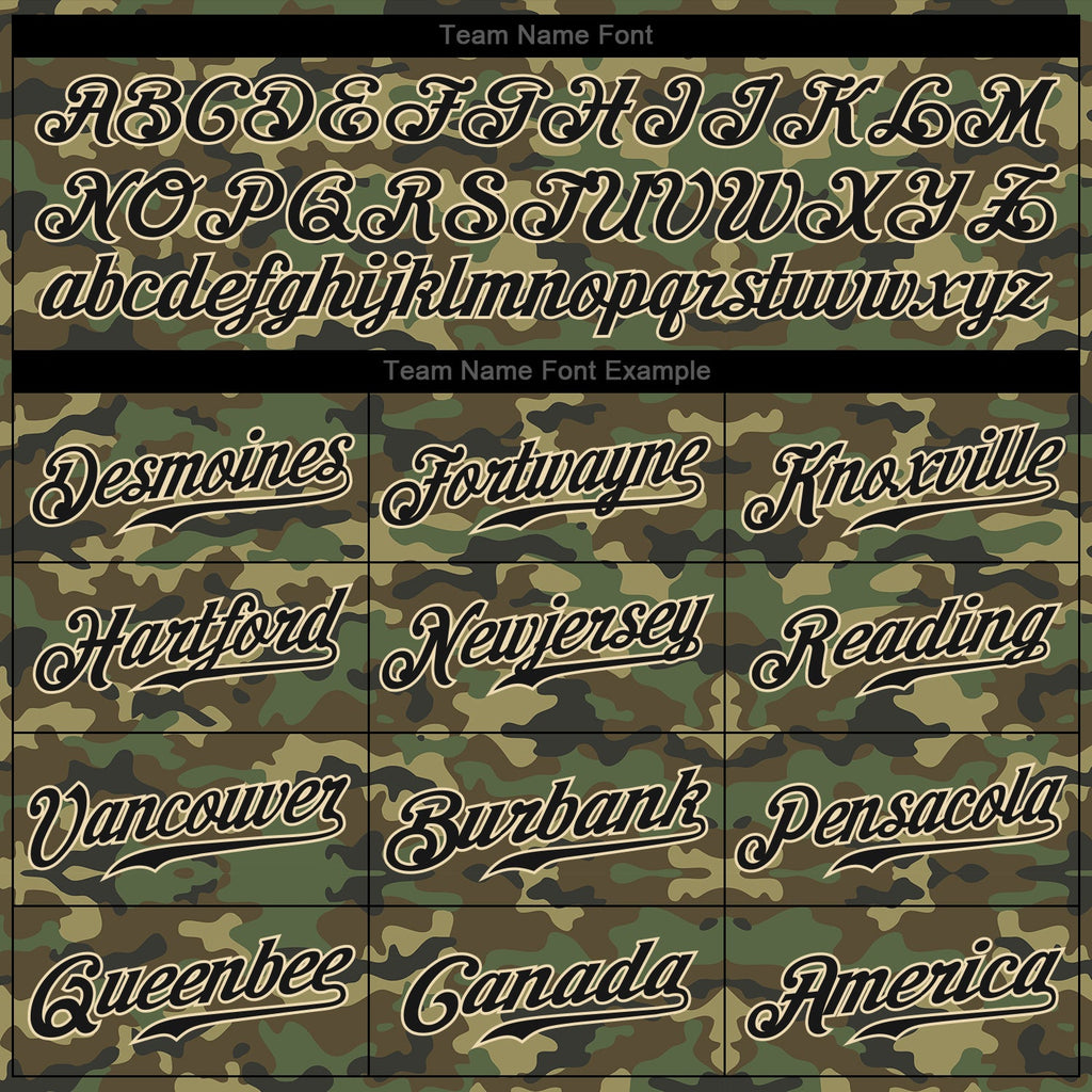 Custom Camo Black-City Cream Authentic Salute To Service Baseball Jersey