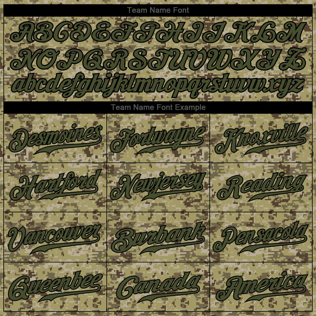 Custom Camo Olive-Black Authentic Salute To Service Baseball Jersey