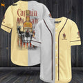 Captain Morgan Skull USA Flag All Over Print Unisex Baseball Jersey Yellow - lylyprint.com