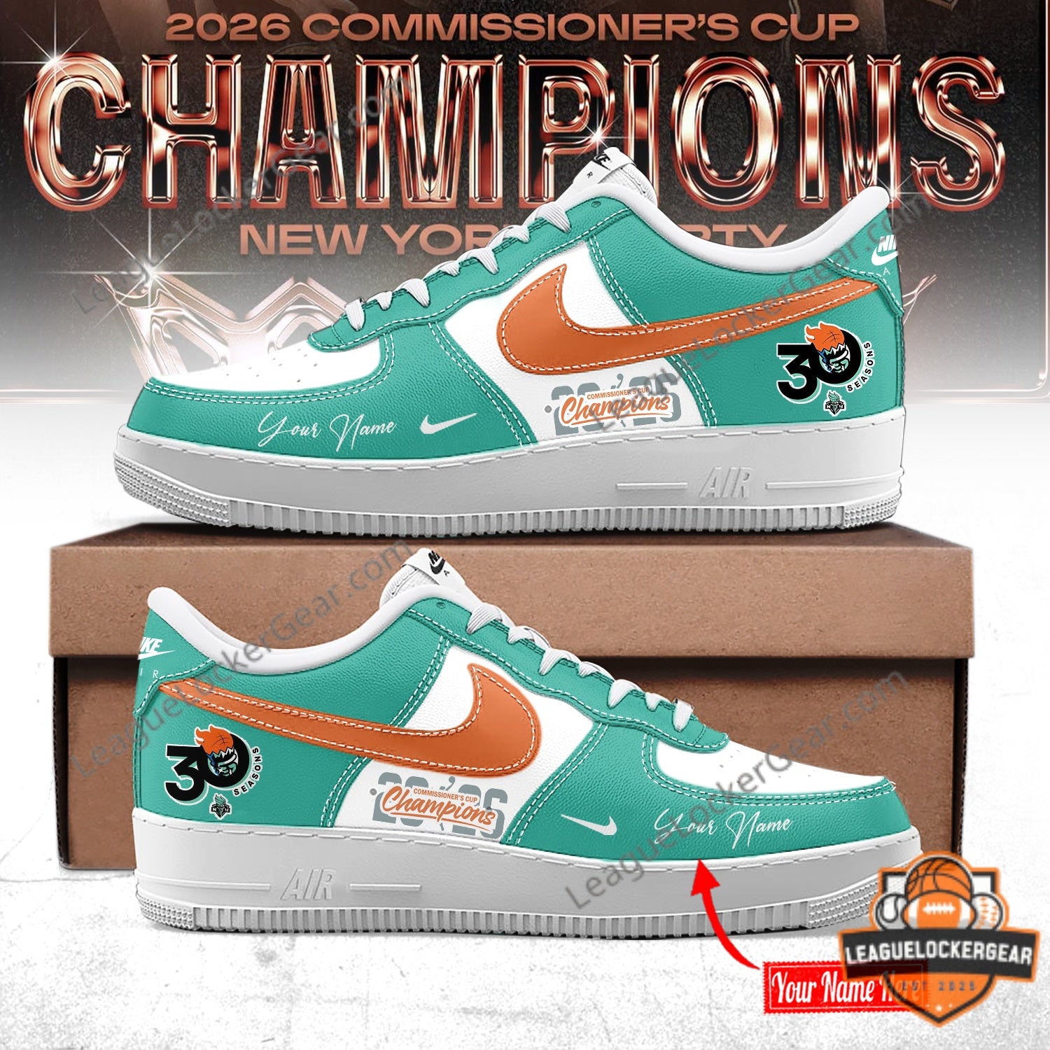 NY Liberty 2026 WNBA Commissioner Cup Champions AF1 Sneakers