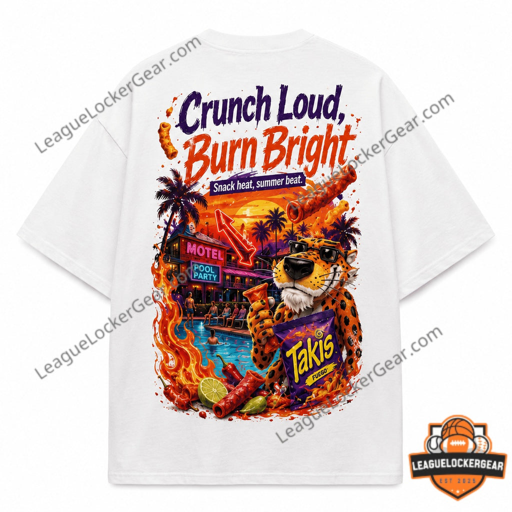 Cheetos Takis Too Hot For Summer Pool Party Cheetah T-Shirt