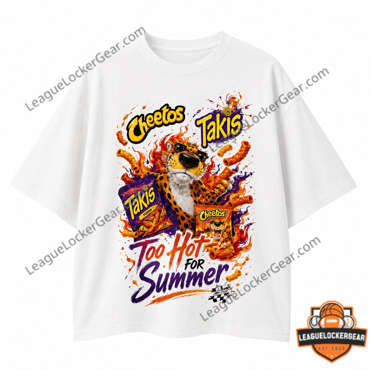 Cheetos Takis Too Hot For Summer Pool Party Cheetah T-Shirt