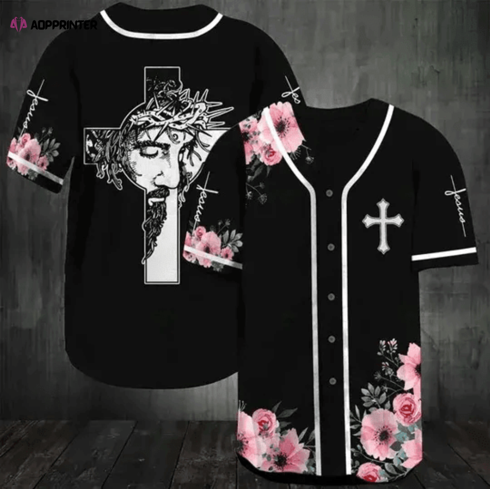 Colorful Christian Jesus God Flower Baseball Jersey Adult Unisex S - 5XL Full Size - Aopprinter
