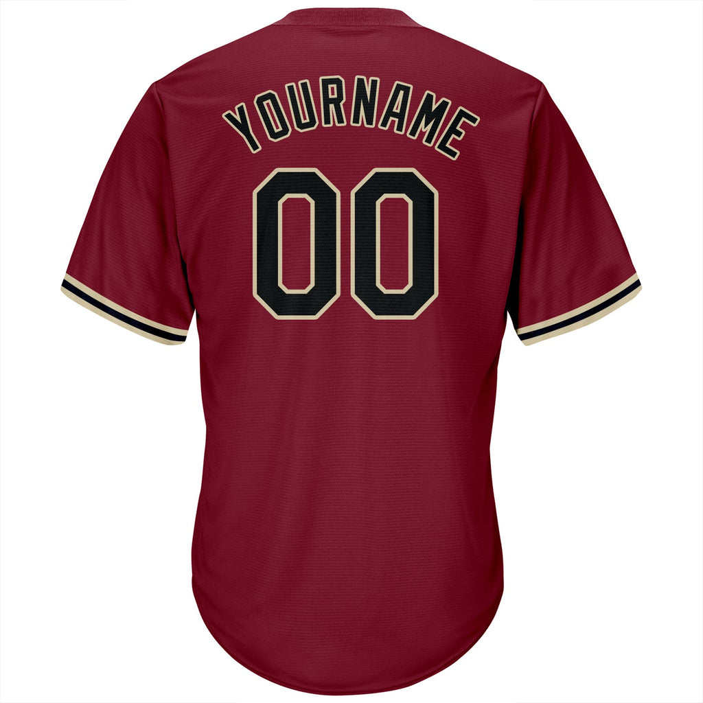 Custom Crimson Black-City Cream Authentic Throwback Rib-Knit Baseball Jersey Shirt