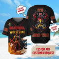 Custom Name And Number Funny Deadpool And Wolverine It's Hero Time Baseball Jersey