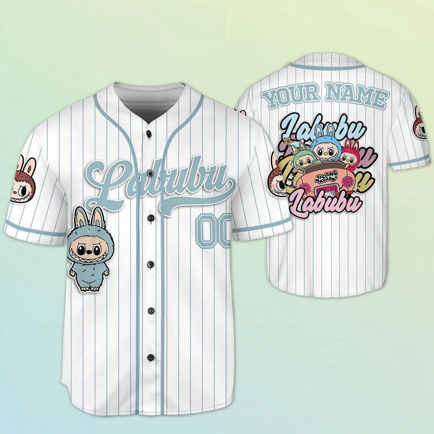 Custom Name And Number Labubu Blue Baseball Jersey