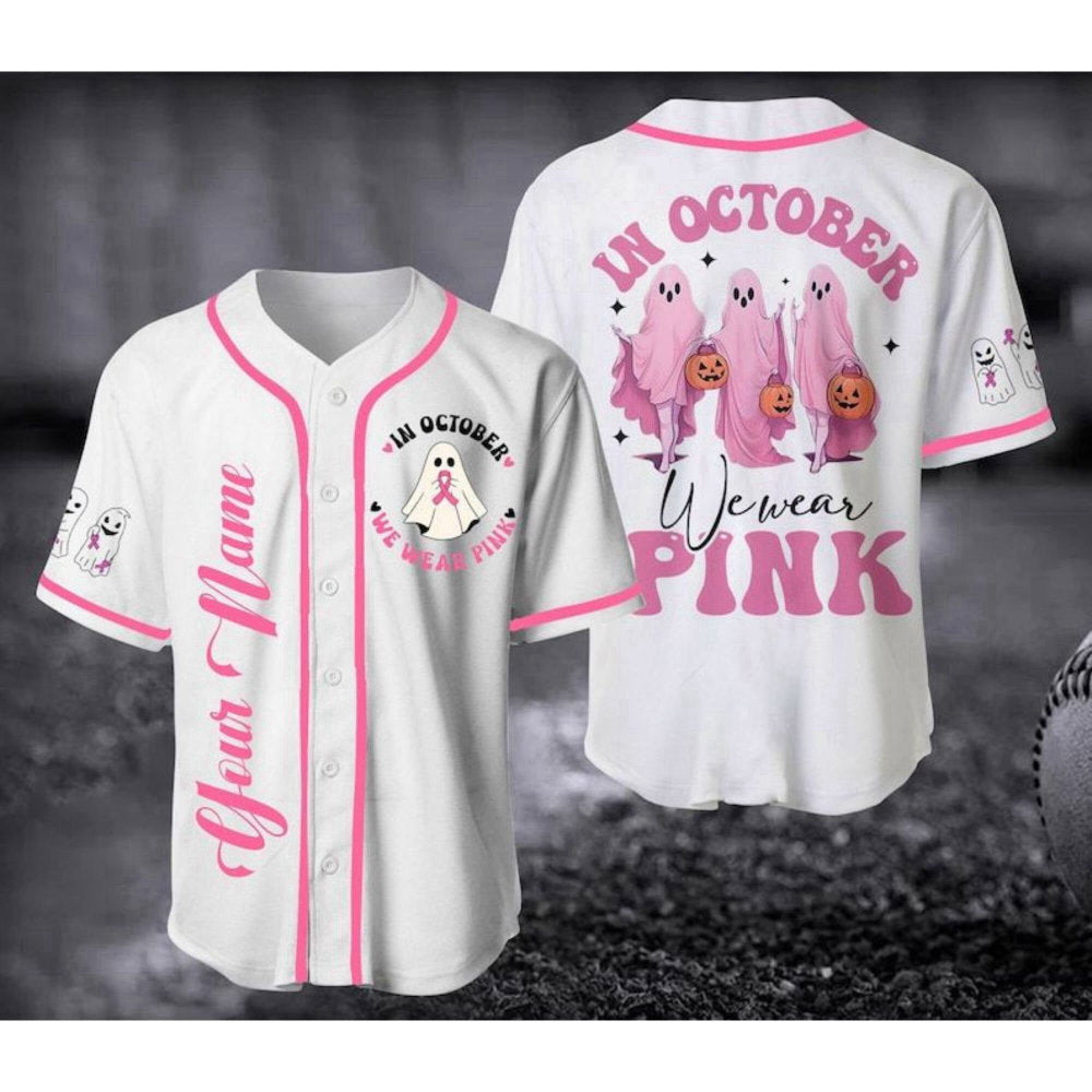 Custom Pink Baseball Jersey: Cancer Support Shirt for Halloween & Christmas - Aopprinter