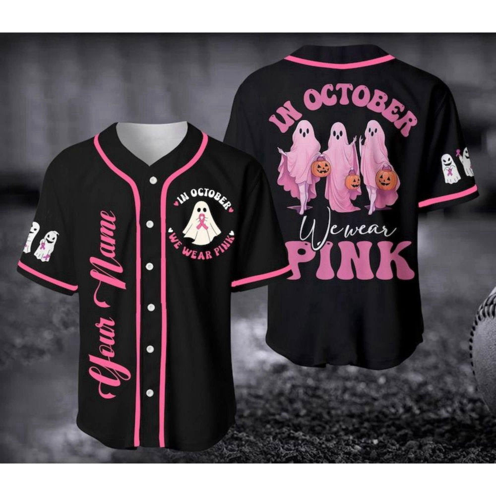 Custom Pink Baseball Jersey: Cancer Support Shirt for Halloween & Christmas - Aopprinter