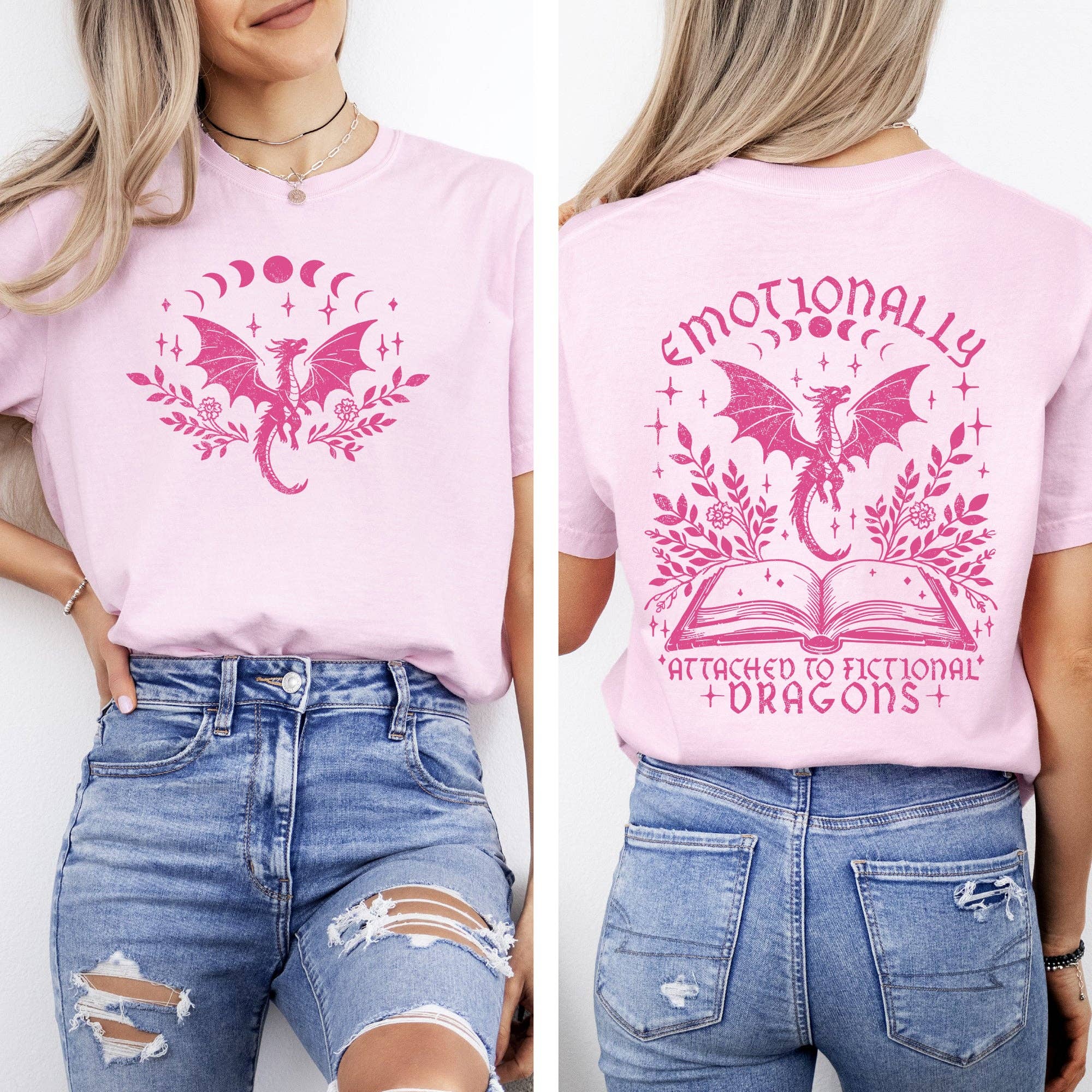 Emotionally Attached To Fictional Dragons Reading T-Shirt