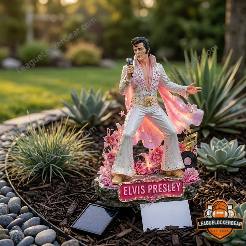 Elvis Presley King Of Rock And Roll Solar Garden Pink Light