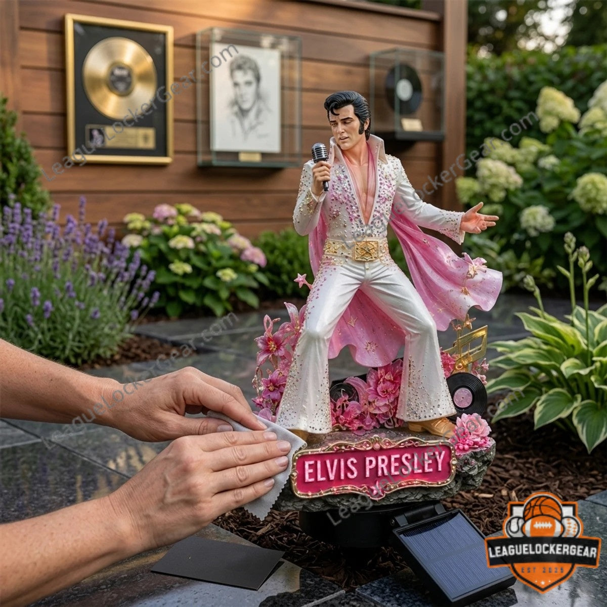 Elvis Presley King Of Rock And Roll Solar Garden Pink Light