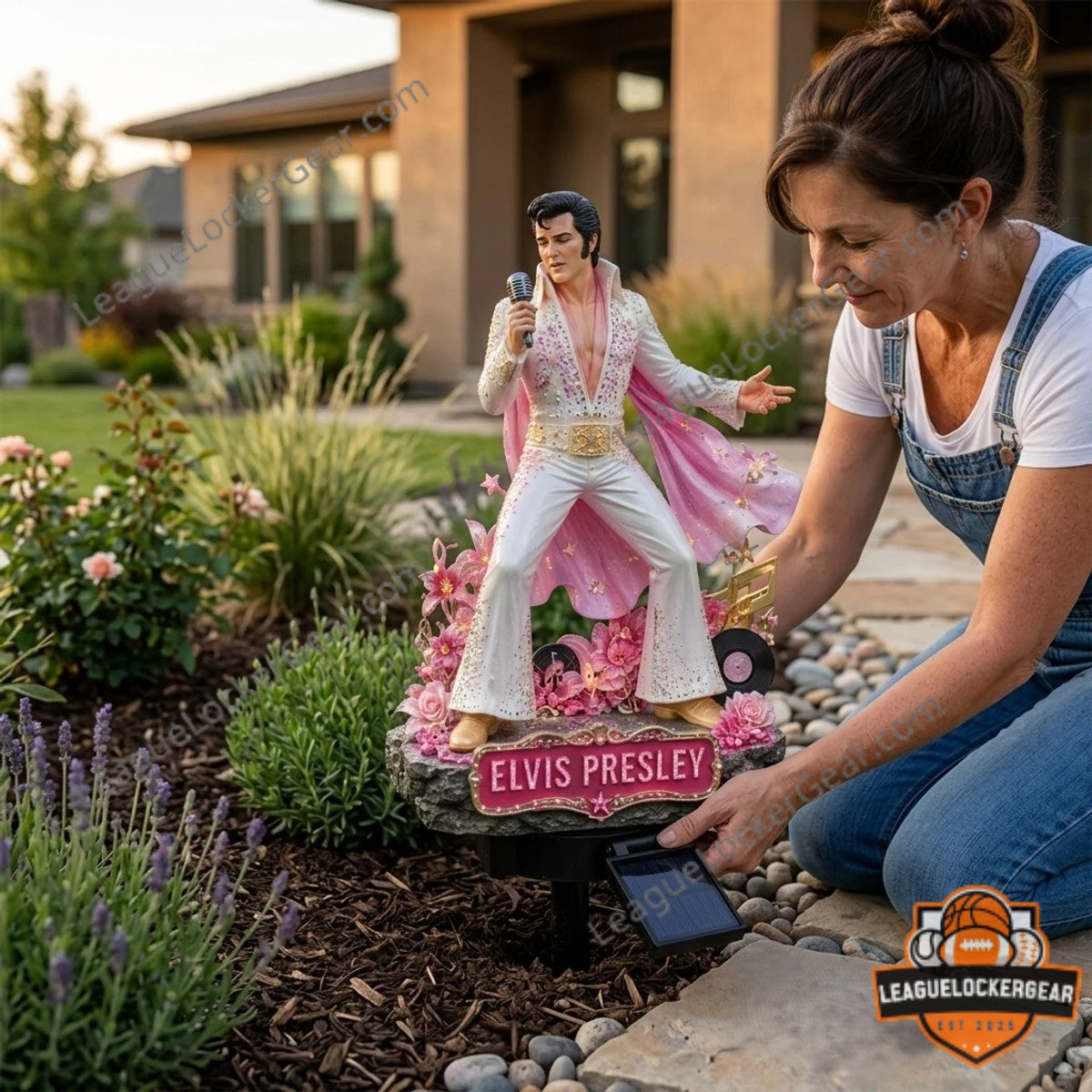 Elvis Presley King Of Rock And Roll Solar Garden Pink Light
