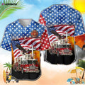 Firefighter Truck Flag Eagle Baseball Jersey - Aopprinter