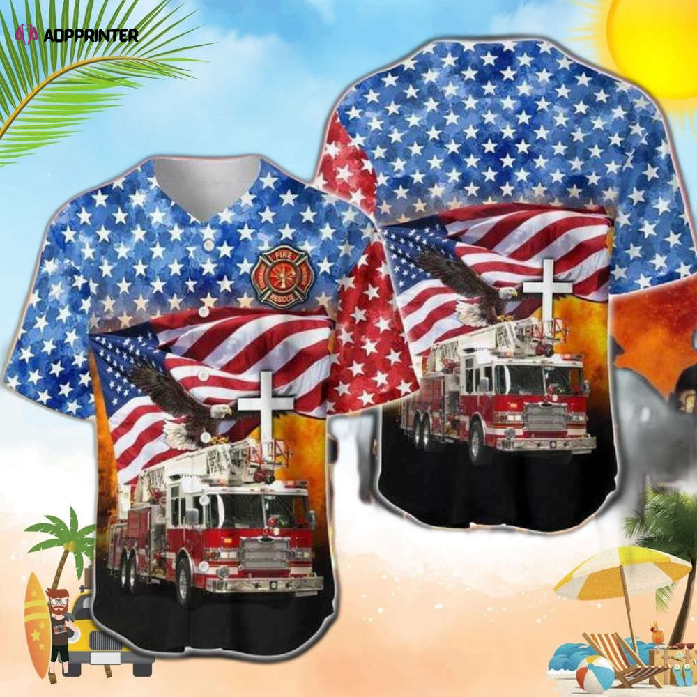 Firefighter Truck Flag Eagle Baseball Jersey - Aopprinter