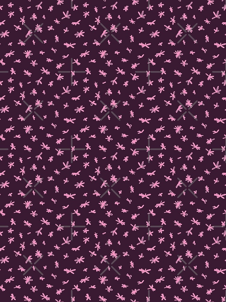 Pink tiny flowers pattern on purple background by Elodie-Motifs