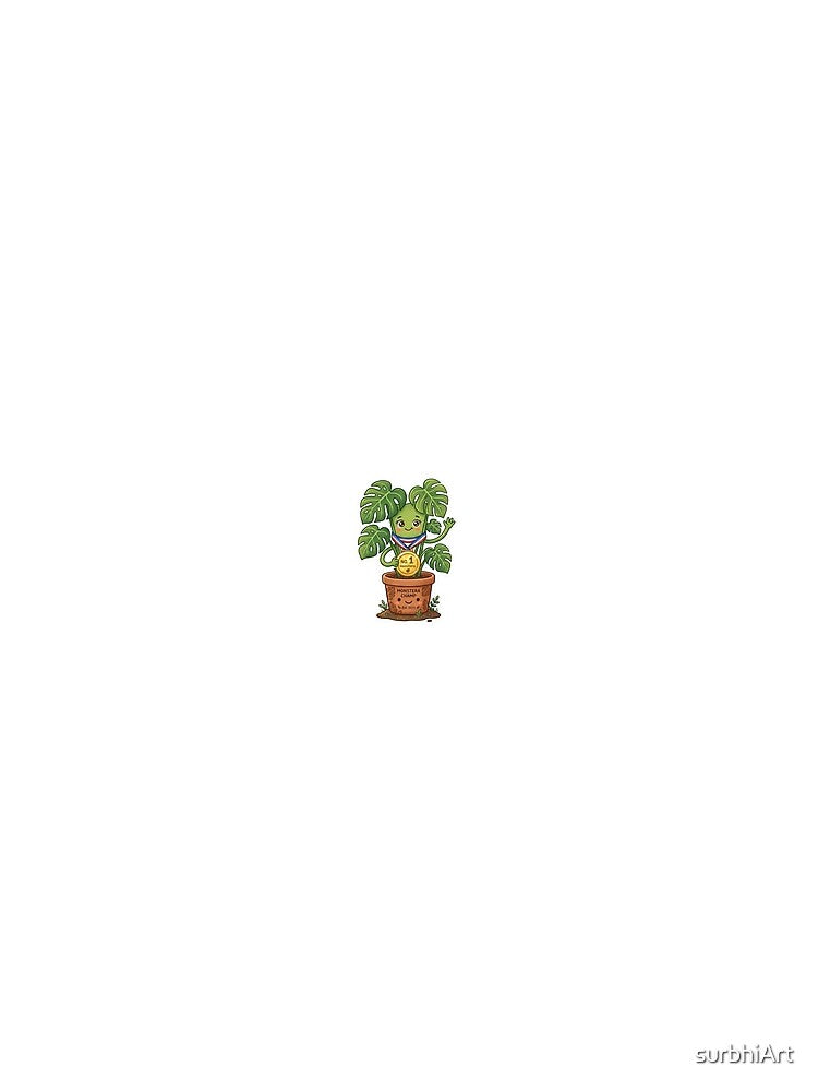 Happy Monstera Plant with Medal Cute Houseplant Sticker by surbhiArt