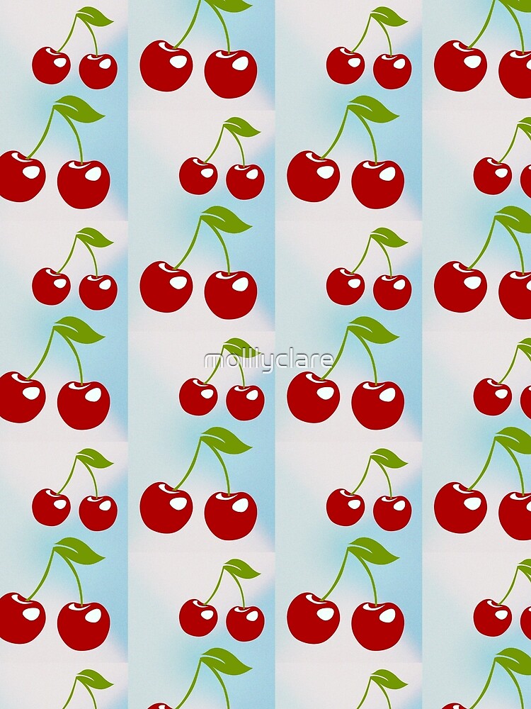Vintage Blue and Red Cherries Retro Fruit Design by Stickers by @molllyclare