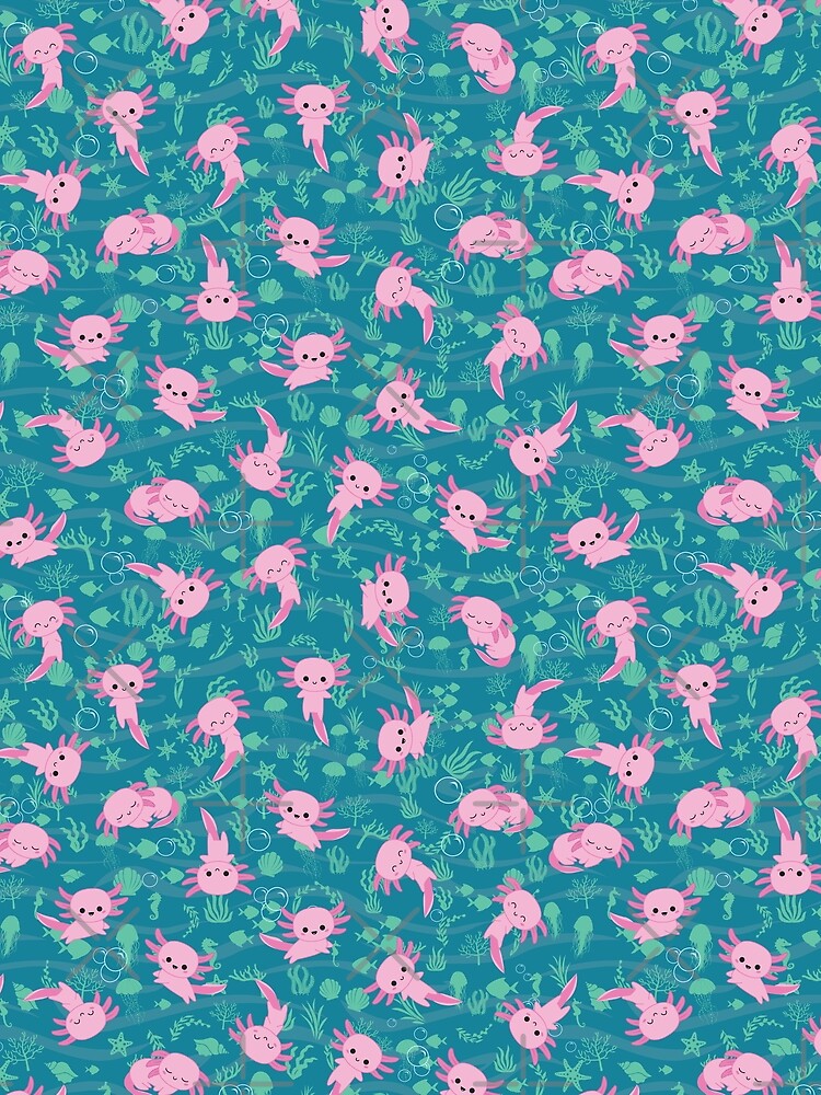 Kawaii Axolotl in Ocean by GriffyPrints