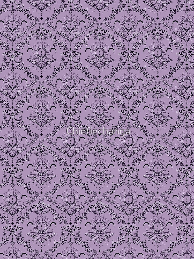 Whimsical Moon Moth Celestial Pattern Lilac Lavender Purple by Chiefiechanga