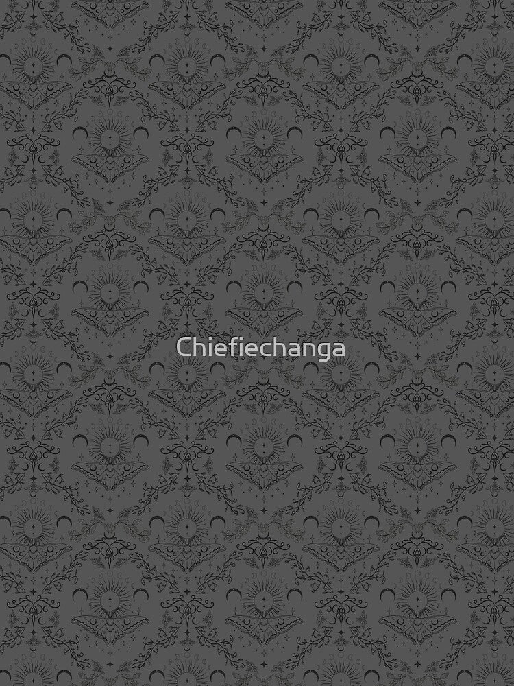 Whimsical Moon Moth Celestial Pattern Stone Grey by Chiefiechanga