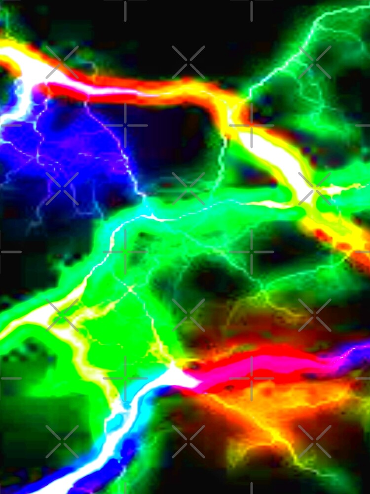 Shocking Neon Green Blue Orange on Black by mwagie