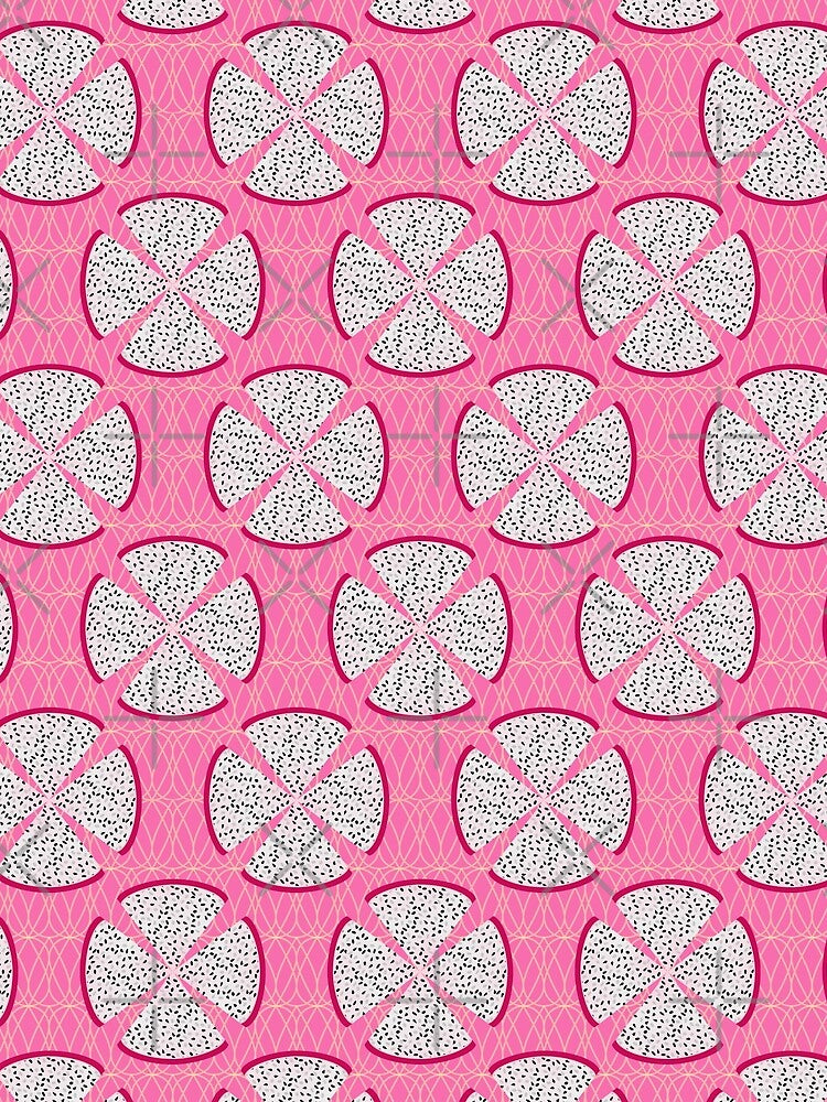 Dragon Fruit Poppy Pattern on Pink by MerryMakewell