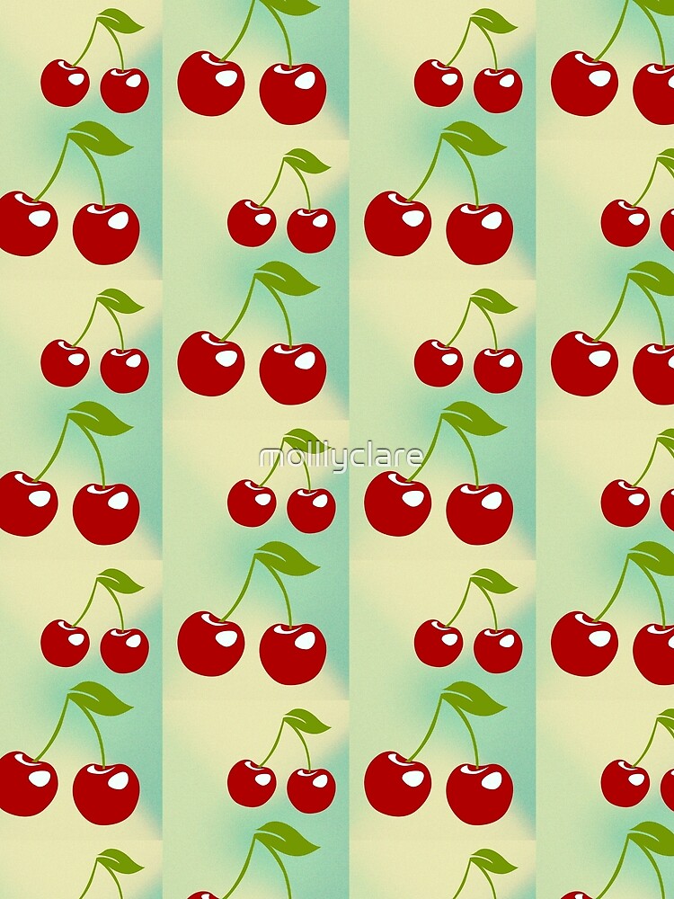 Vintage Lime Green and Red Cherries Retro Fruit Design by Stickers by @molllyclare