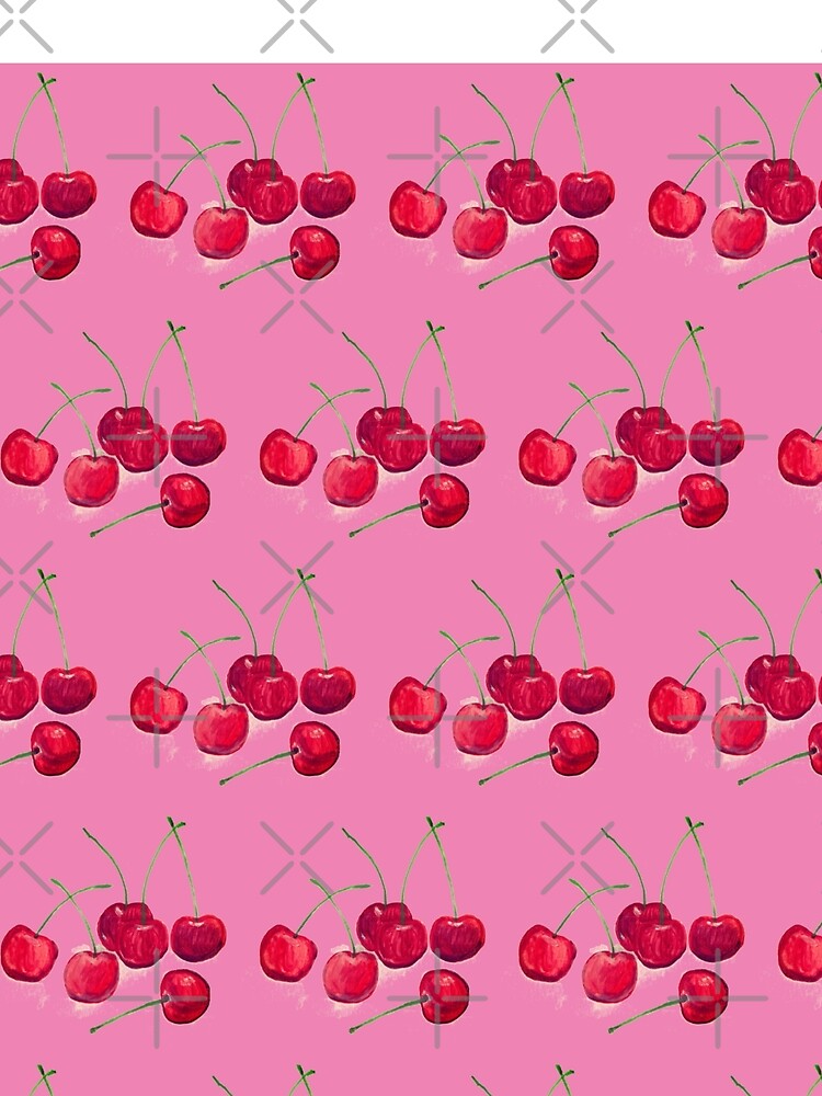 Vintage Cherry Pattern Retro on Pink by Monika Howarth
