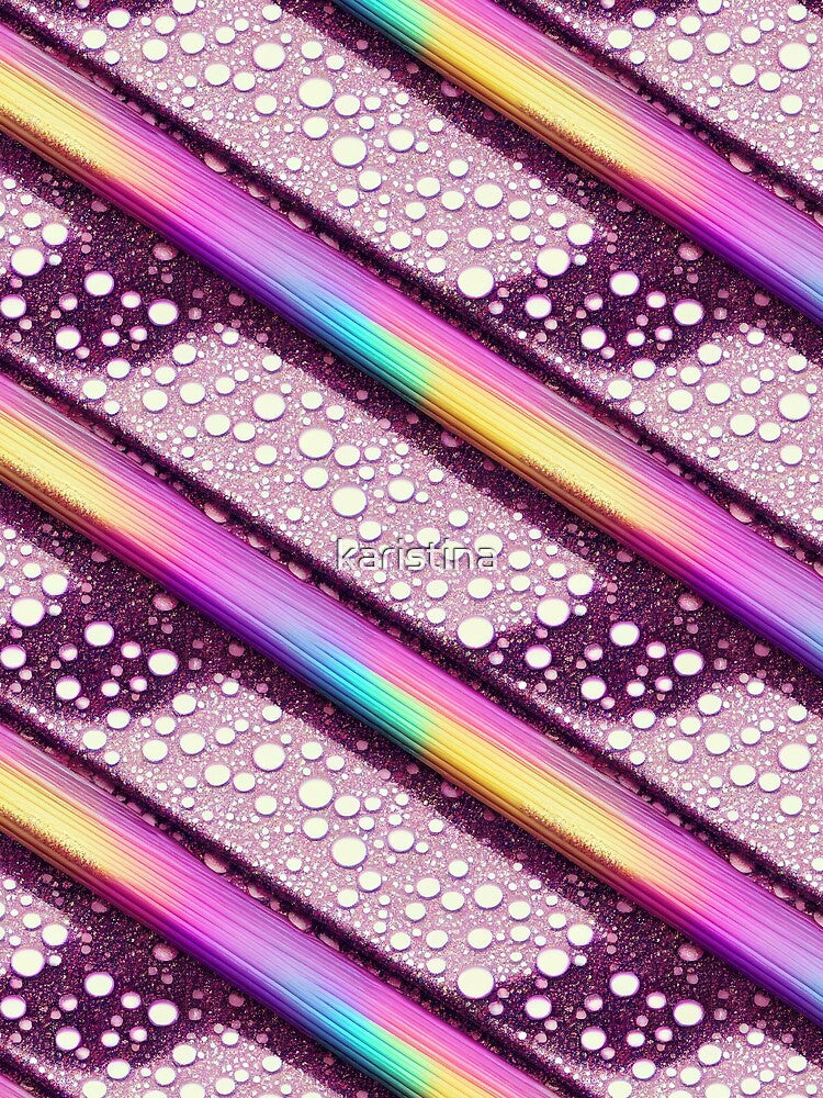 Glitter Polka Dots with Rainbow Diagonal Stripes by Karistina Lafae Designs