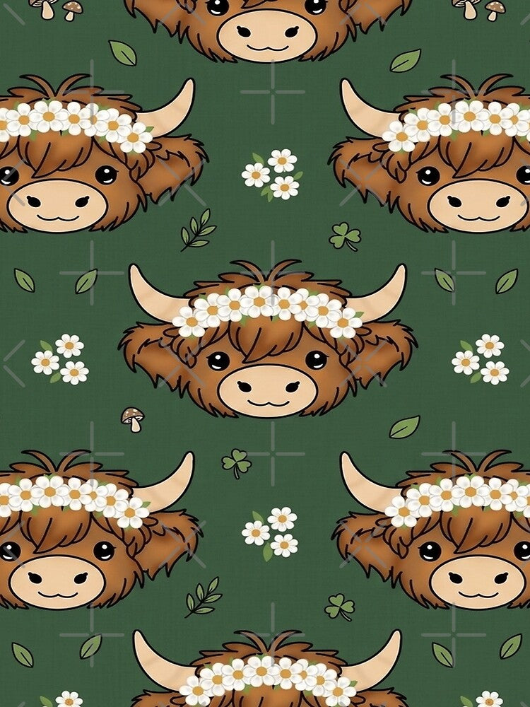 Fluffy Highland Cow with flower crown by st7nnlng