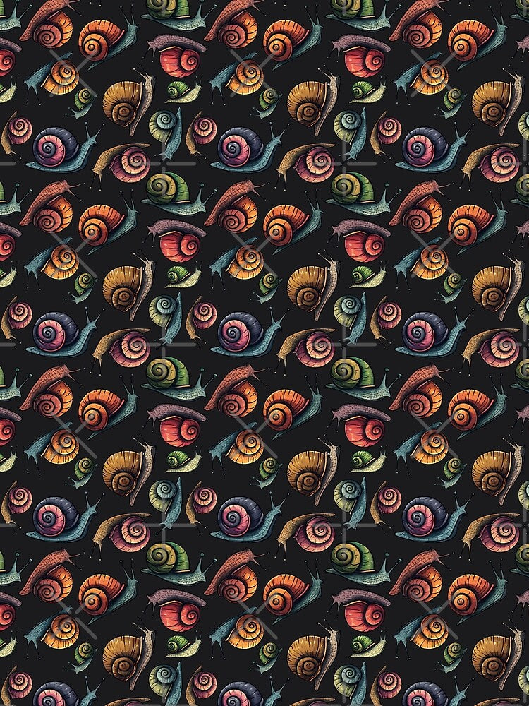 Vintage Snail Pattern (dark) by JawKneeArt