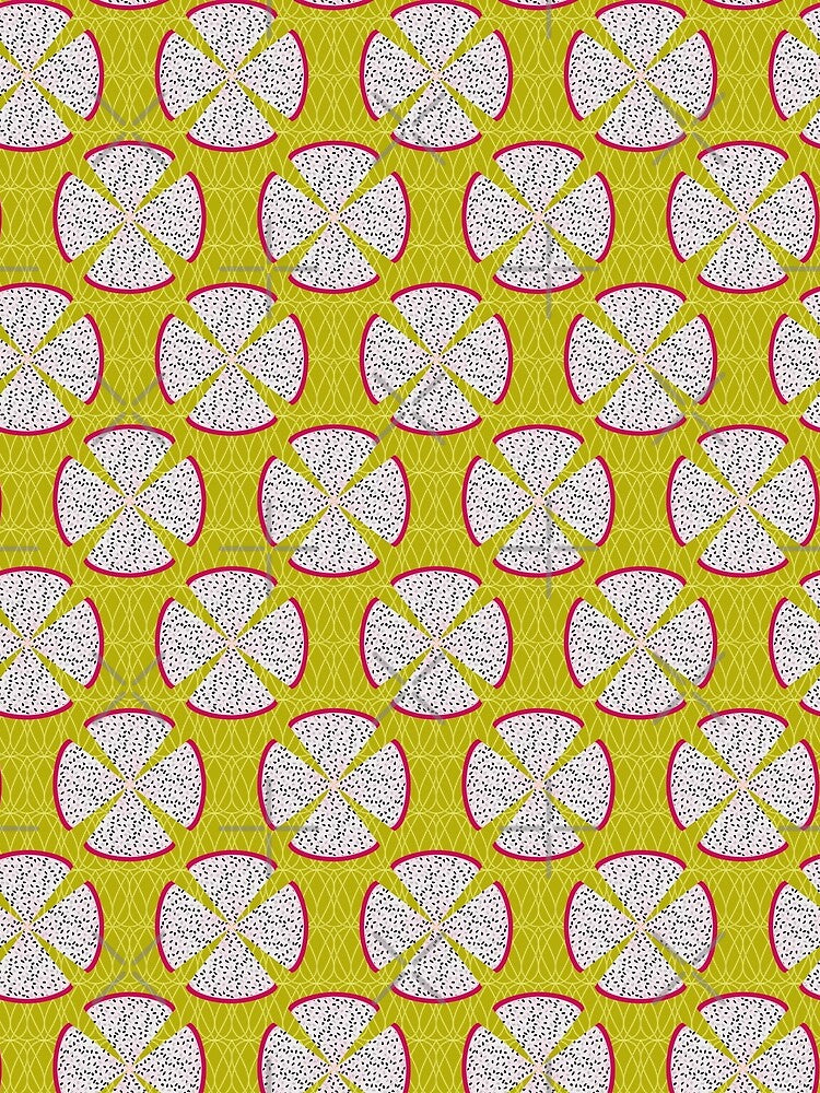 Dragon Fruit Poppy Pattern on Yellow by MerryMakewell