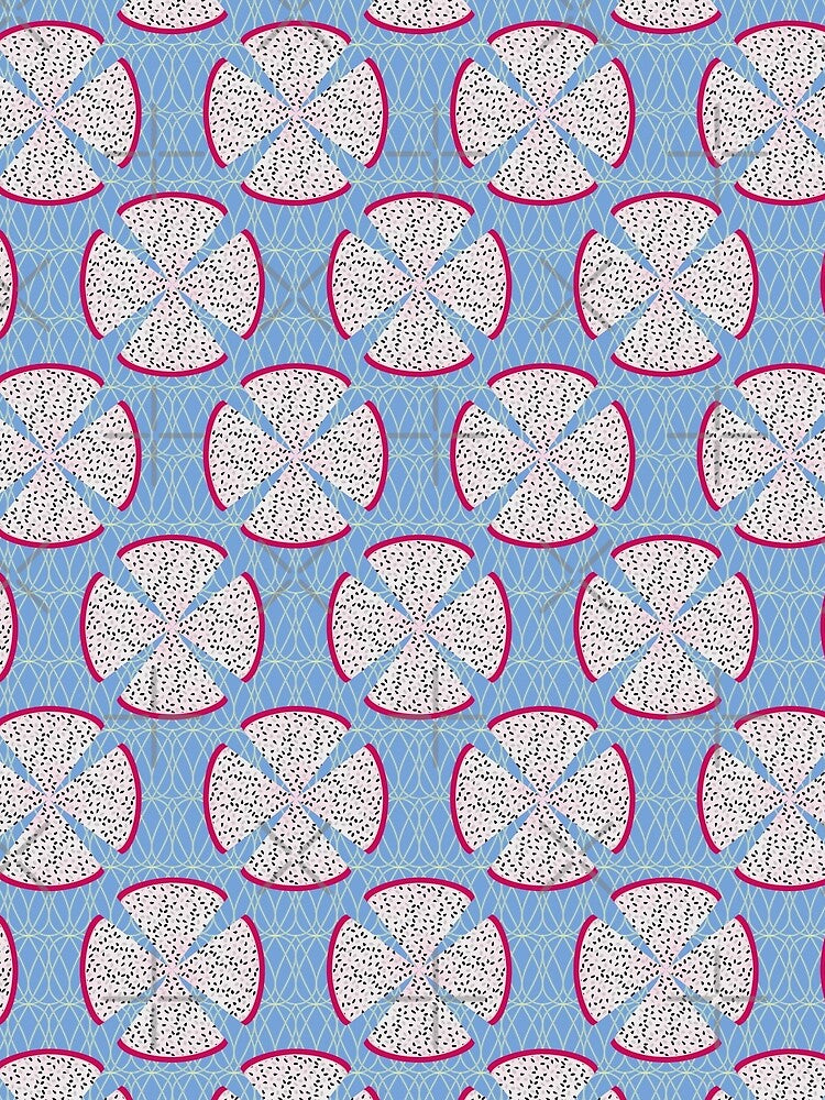 Dragon Fruit Poppy Pattern on Blue by MerryMakewell