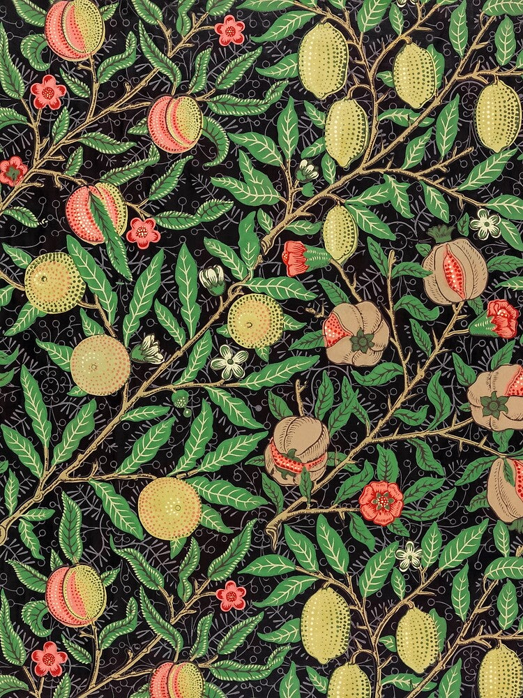 Fruit pattern, lemon pattern, fruits and branches with flowers by LeAllureVintage