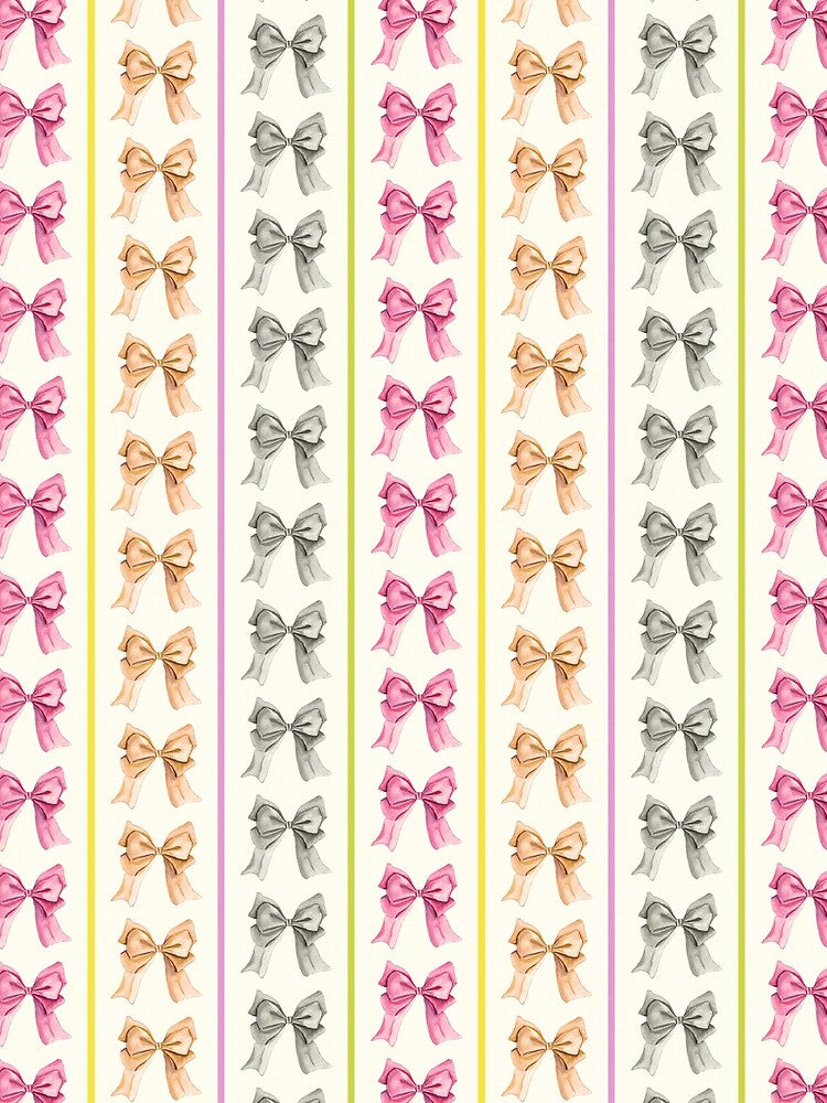 Coquette Pastel Bow Pattern in Soft Stripes by Zen & Oatmeal by Carmen Ray Anderson