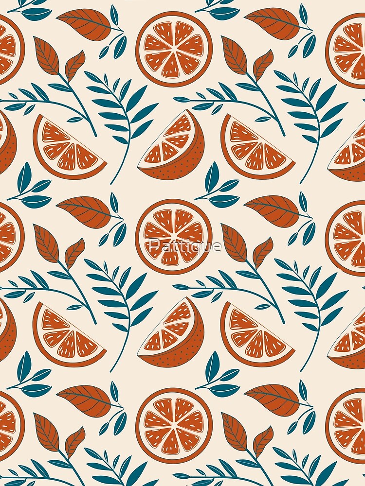 Vintage pattern of orange slices with a beige background by Pattique