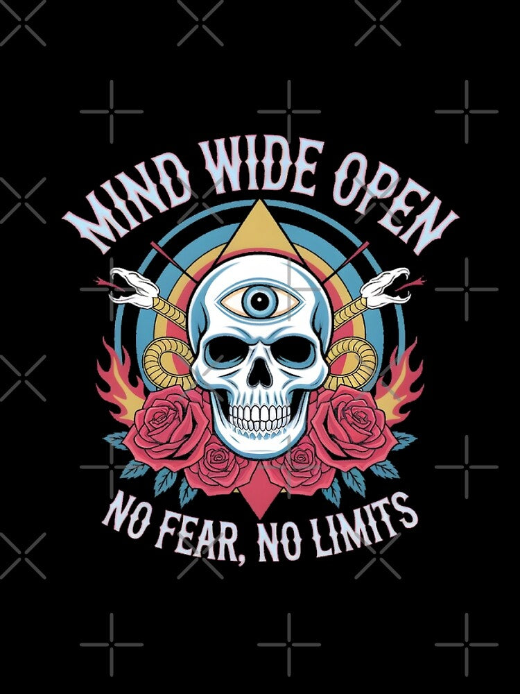 Mind Wide Open – Trippy Skull Streetwear Design by AV
