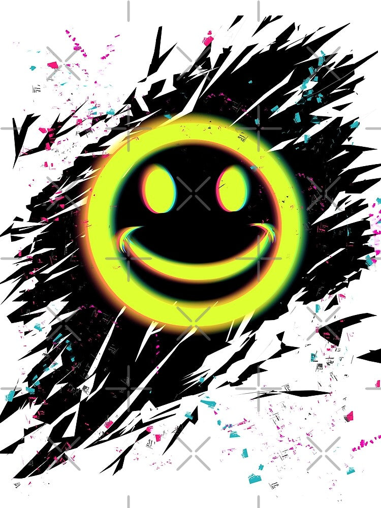 Smiley rave acid neon 80s 90s music emoji by SireKnight
