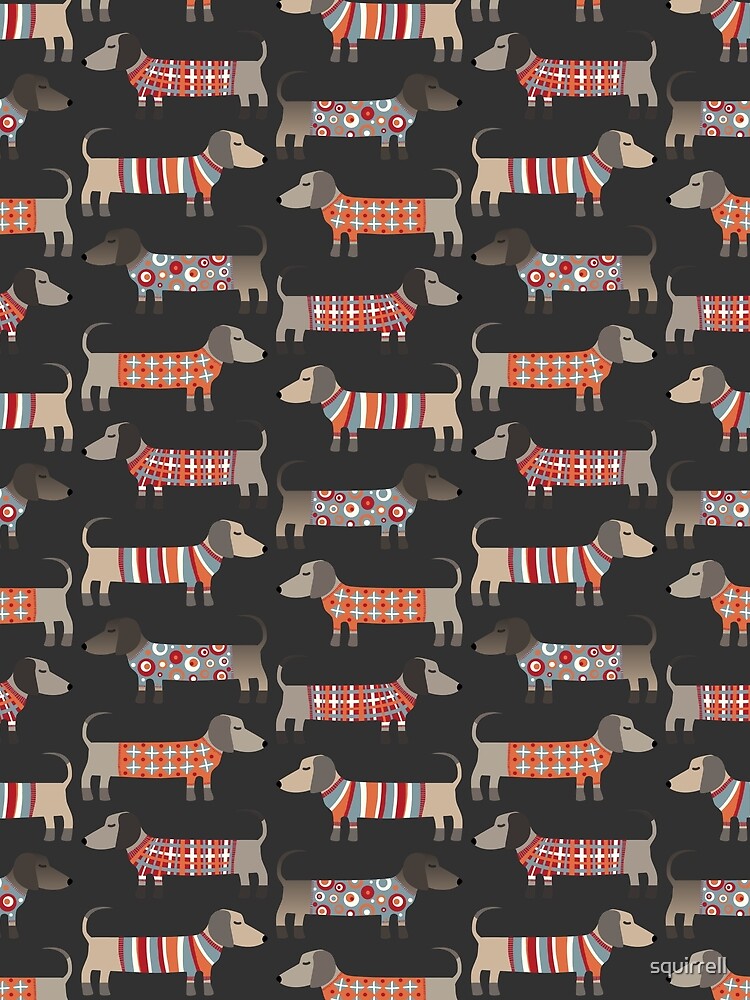 Dachshund Sausage Dogs in Sweaters Dark by squirrell