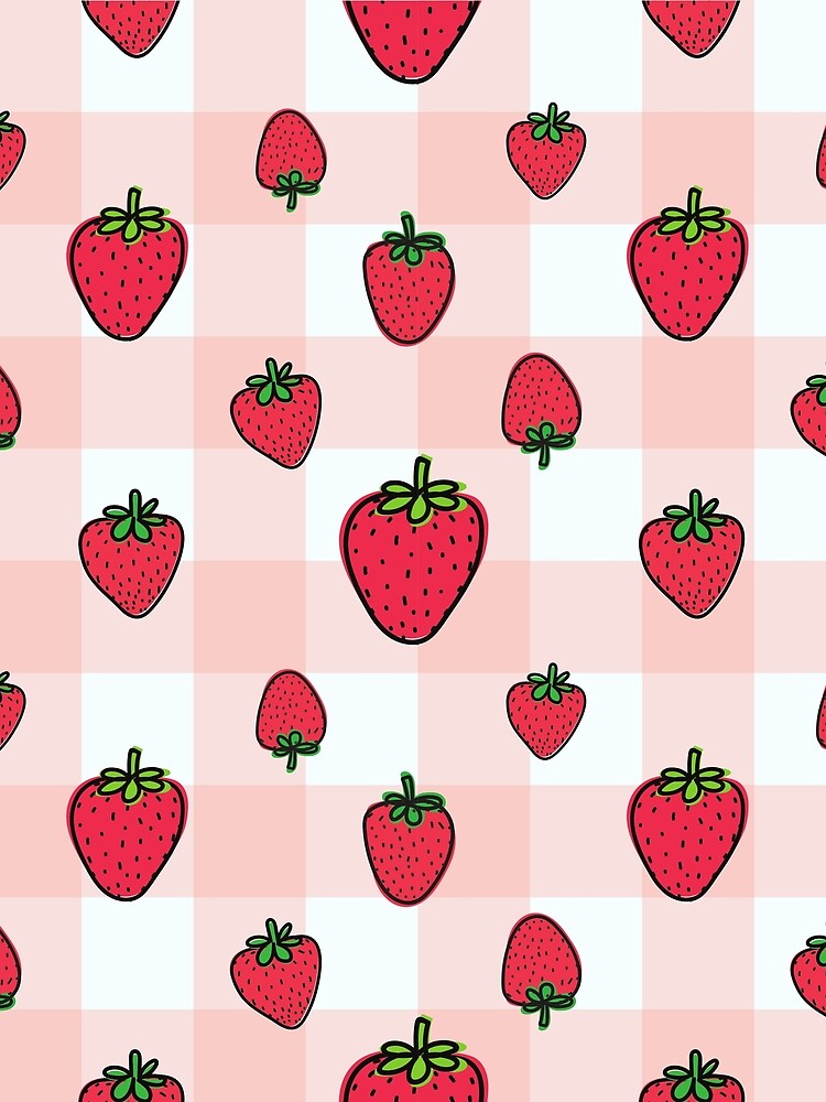 Vichy Strawberry Pattern T-Shirt, Gift for Girlfriend, Mom, or Baby Shower, Cute Birthday or Mother’s Day Gift, Cozy Gift for New Home or Baby Shower, Gift for girlfriend, Gift for her by Noe Mill
