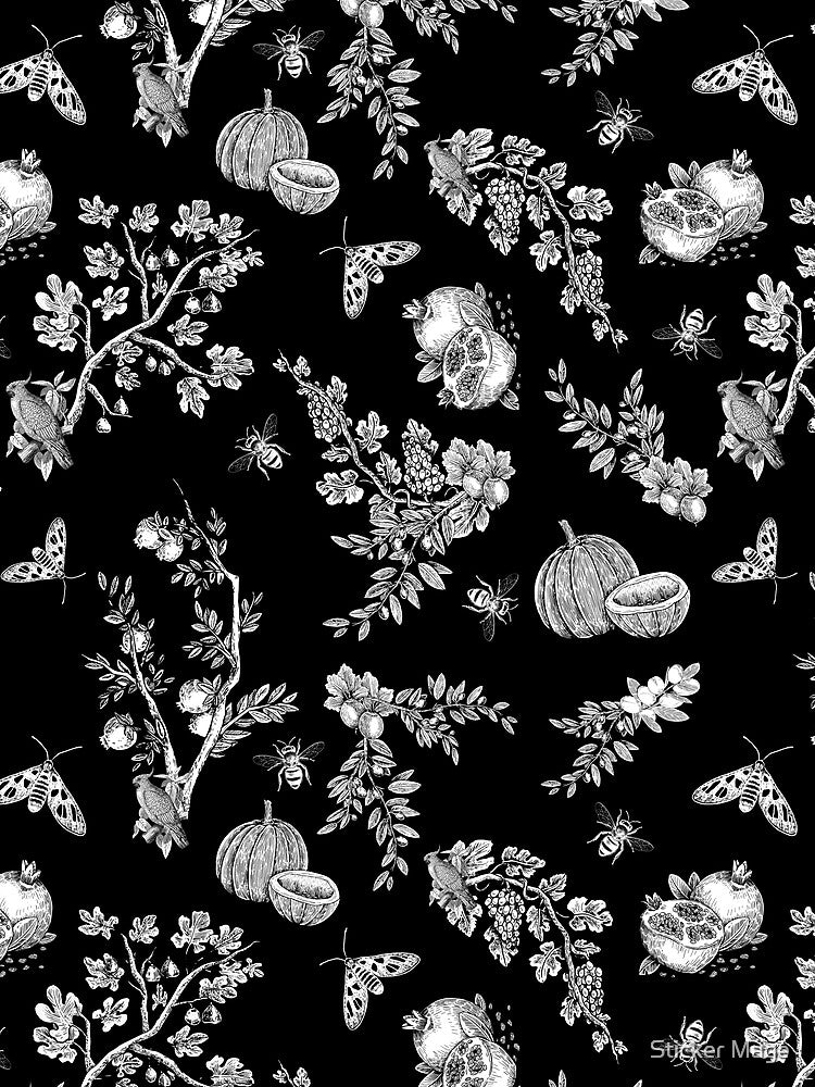 whimsical floral garden with fruits by Sticker Mage