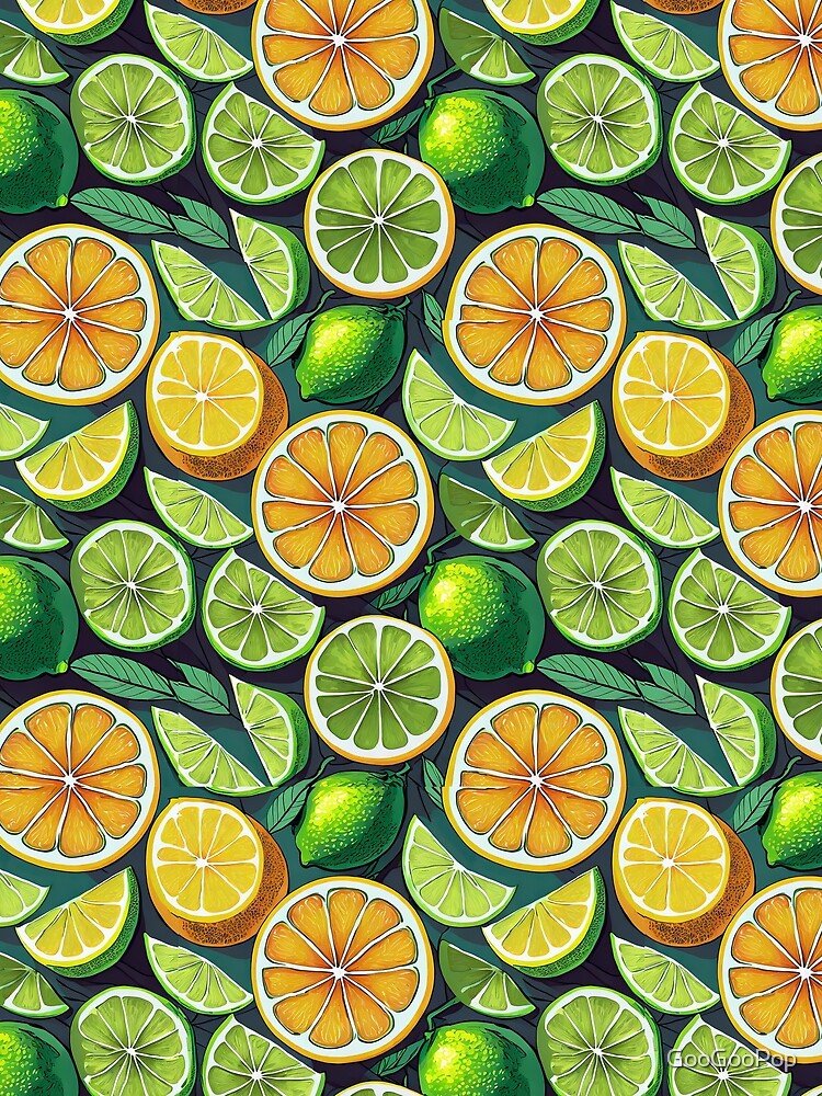 Lemon and Lime and Orange Retro Pattern by GooGooPop