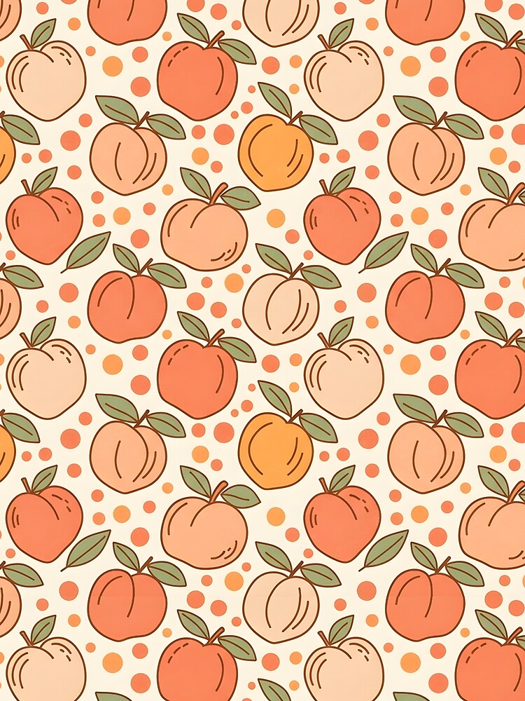 Retro Peach Harvest Seamless Botanical Pattern by ArtCrafter13
