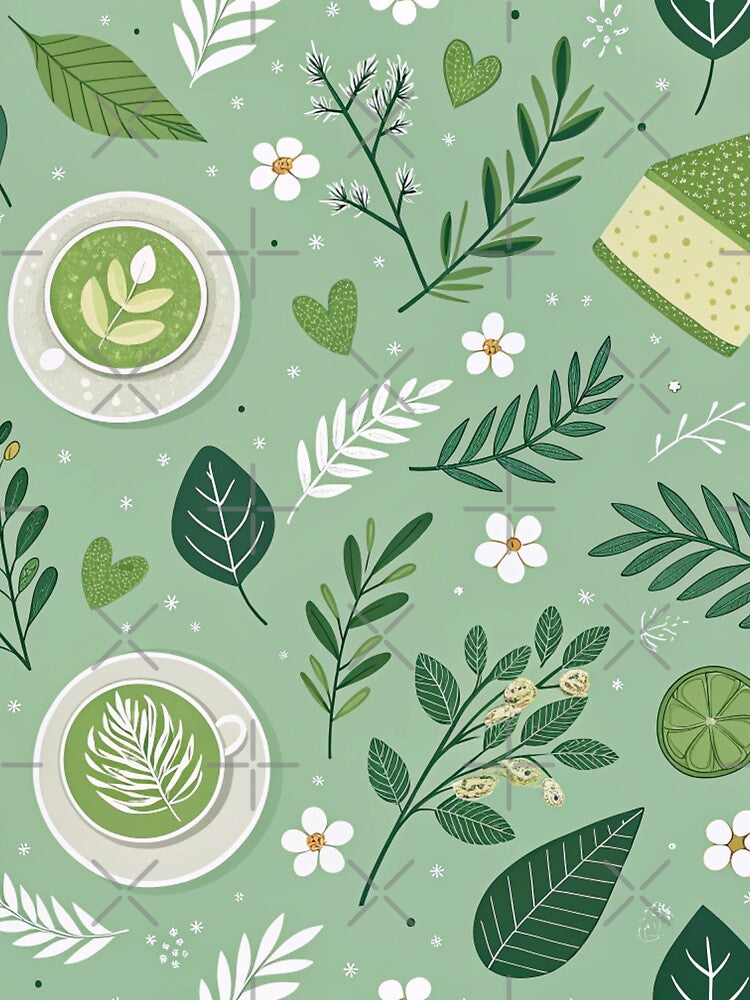 Matcha Green Aesthetic Seamless Pattern by Erik Visnievskij